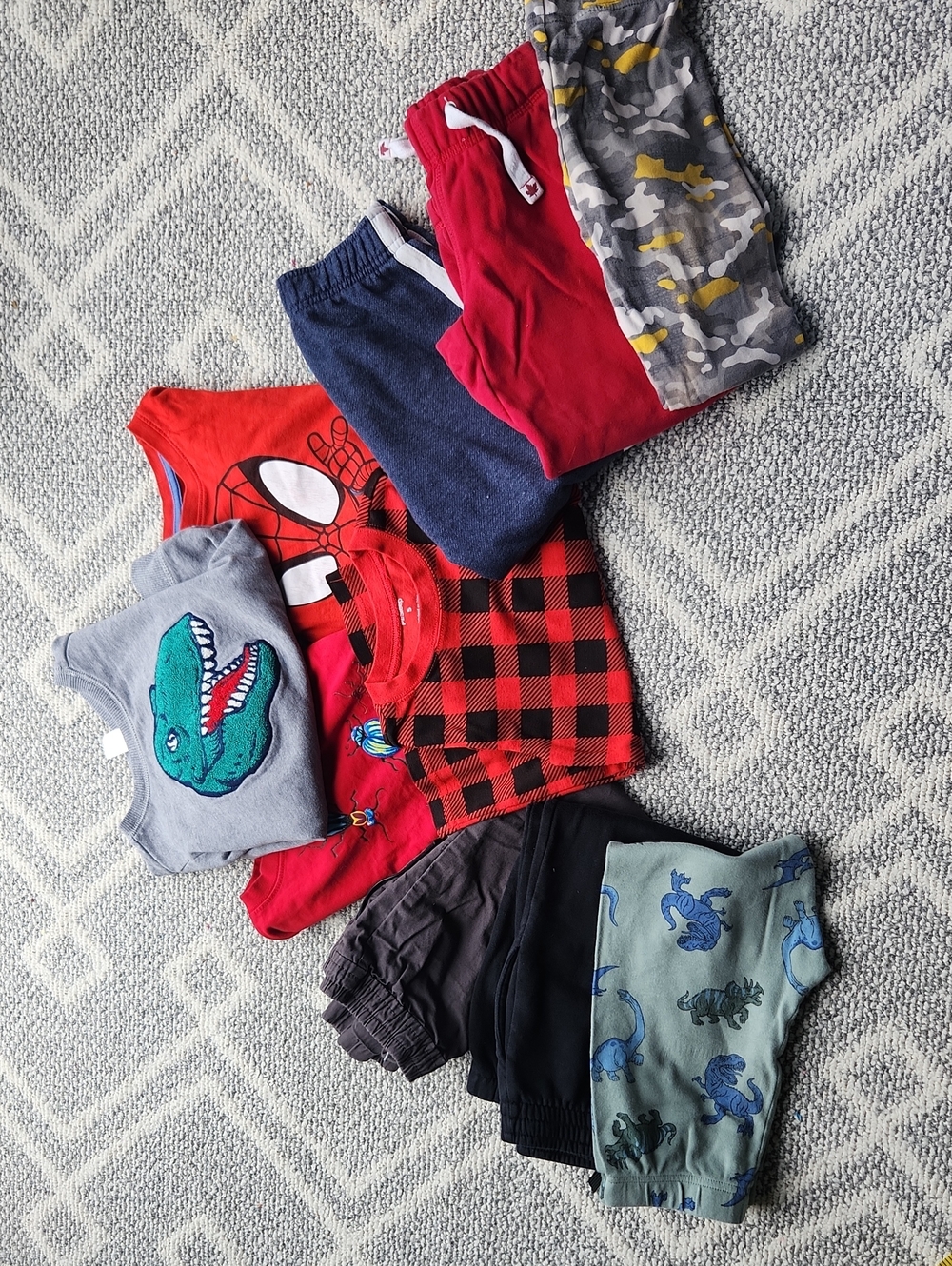 Boys Mixed Pajama & Tee Lot - Red, Gray, Blue, Black